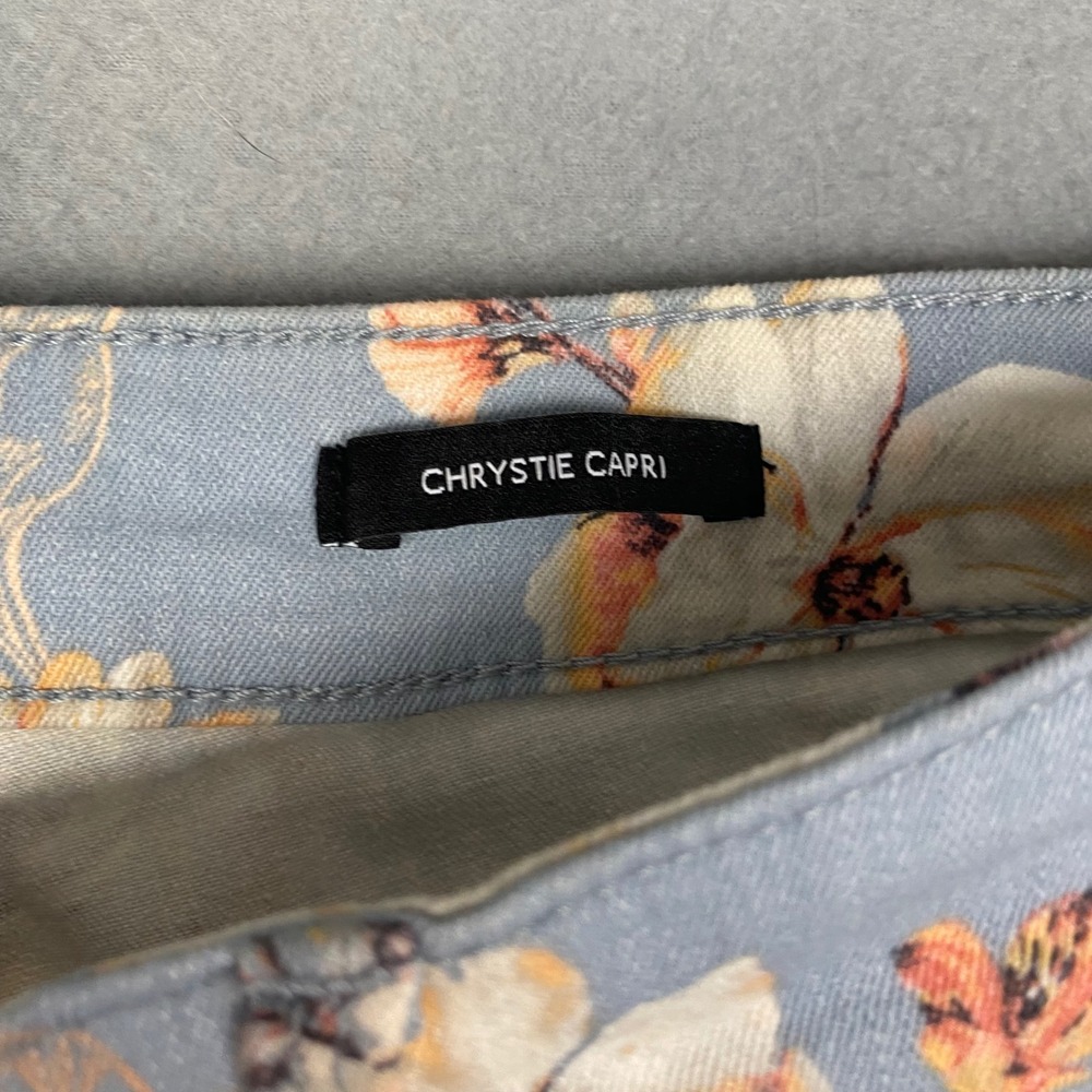NINE WEST Chrystie‎ Capri Jeans Women's Floral Dogwood Print Blue Size 12 - Picture 6 of 12